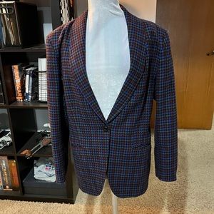 Vintage 1980s Hyde Point Houndstooth Plaid Wool Blazer
